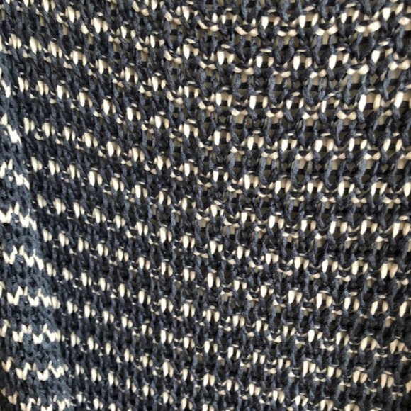 Iperico Cardigan Open Front Sleeveless Long Knit Fringe Blue White - Picture 6 of 8